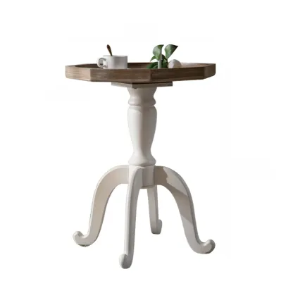 Rustic Wood Accent Side Table with Tray Top for Living Room