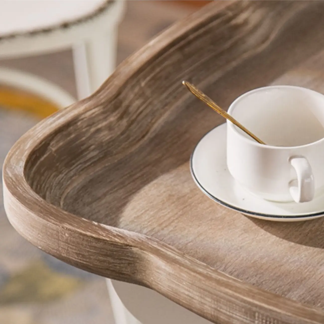 Rustic Wood Accent Side Table with Tray Top for Living Room Image - 5 | homeyfad