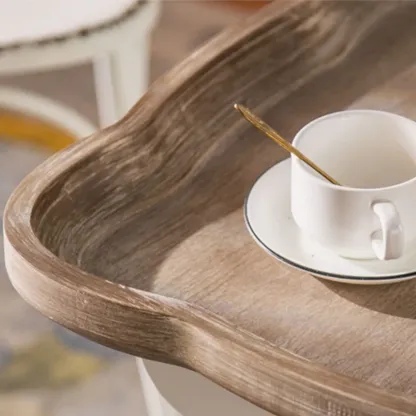 Rustic Wood Accent Side Table with Tray Top for Living Room Image - 5