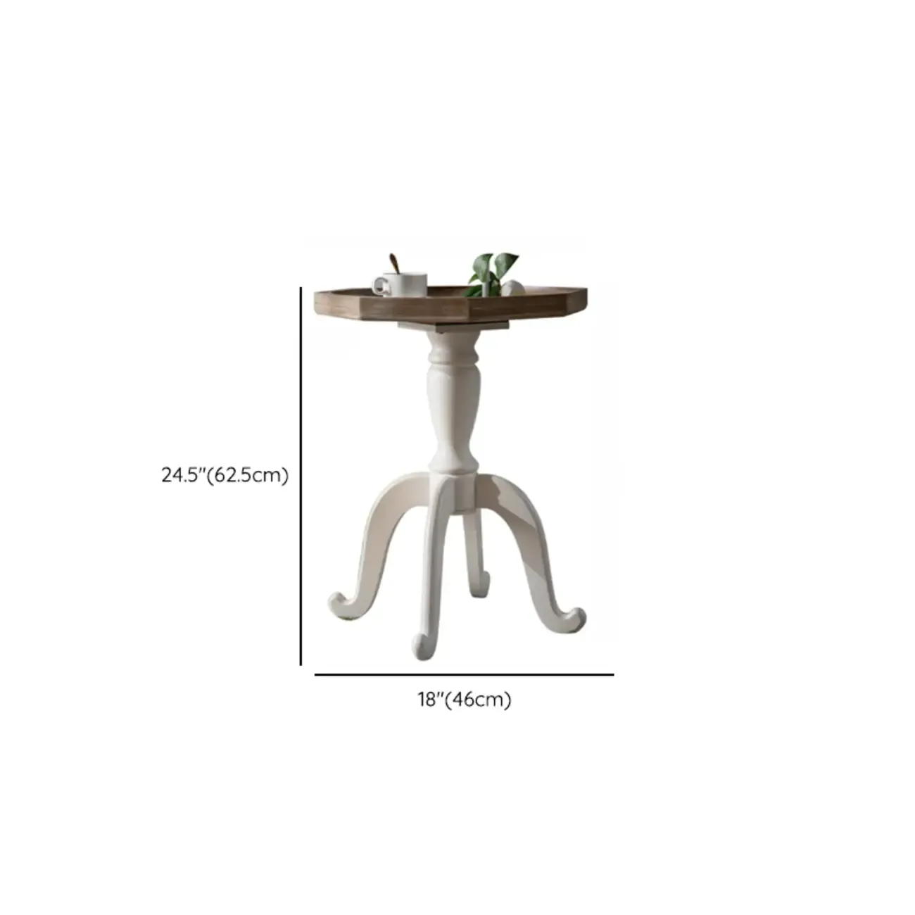 Rustic Wood Accent Side Table with Tray Top for Living Room Image - 11