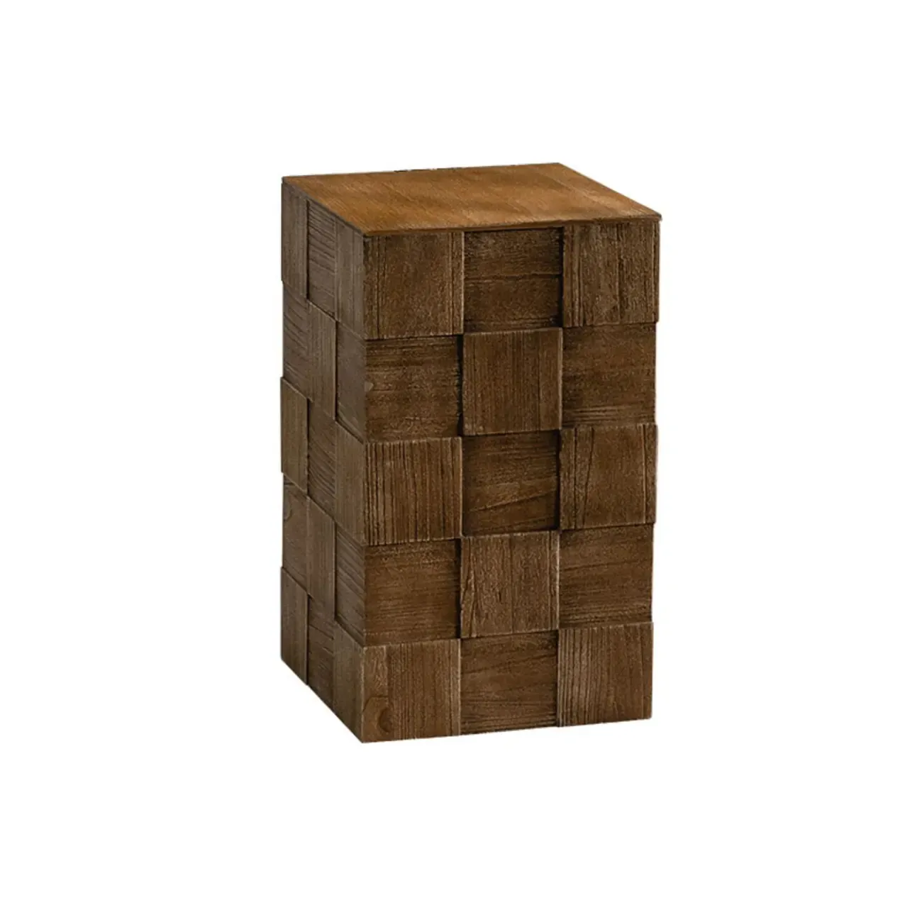 Rectangle Wood Drum End Table with Storage for Living Room Image - 5