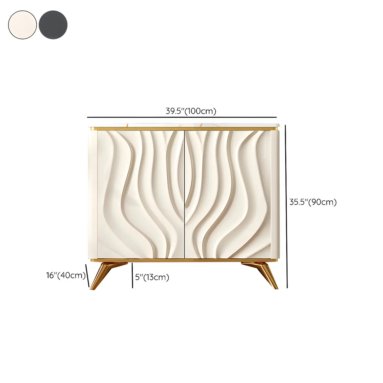 Glam Off-White Wooden Sideboard Cabinets with Carved Door #size | homeyfad