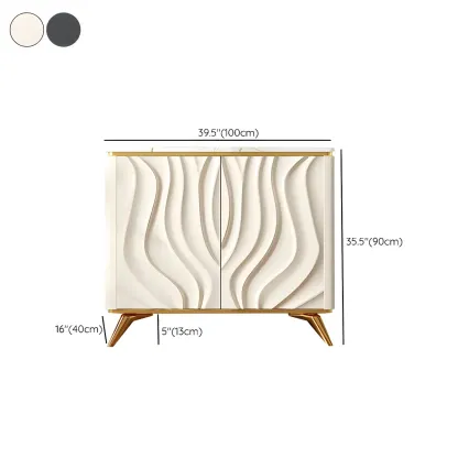 Glam Off-White Wooden Sideboard Cabinets with Carved Door #size