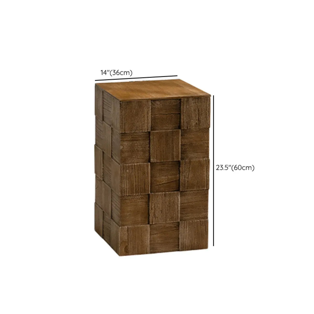 Rectangle Wood Drum End Table with Storage for Living Room #size