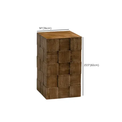 Rectangle Wood Drum End Table with Storage for Living Room #size