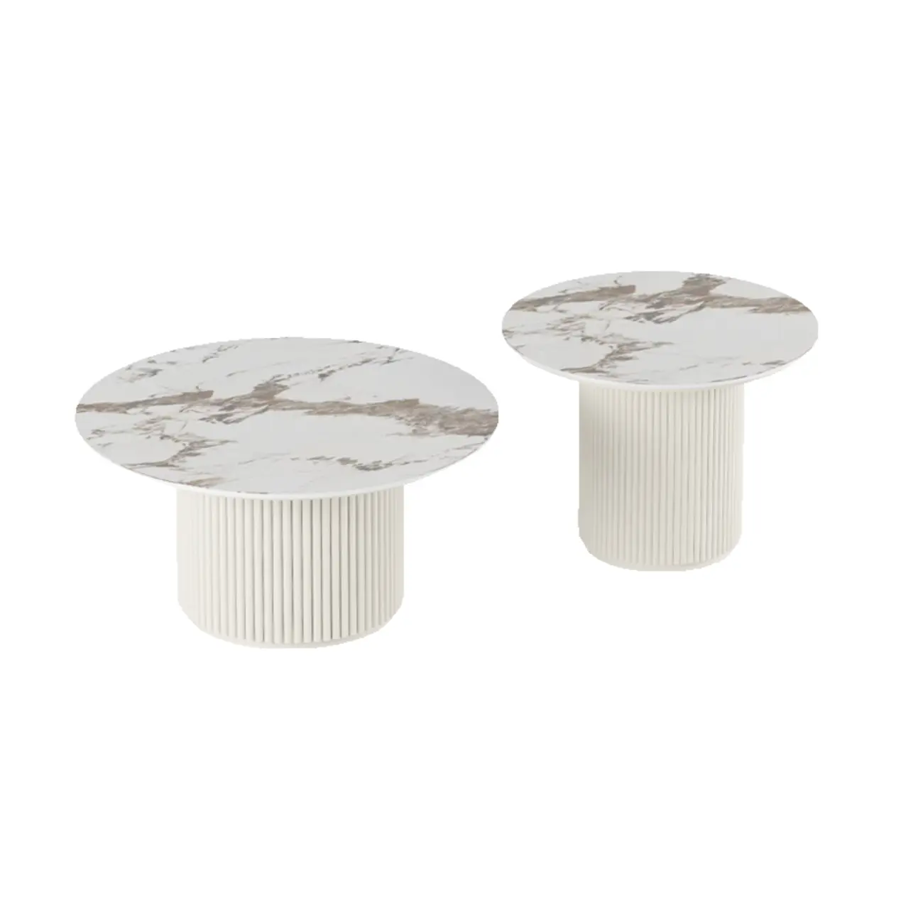 Modern White Nesting Coffee Table Set in Round Design Image - 4 | homeyfad