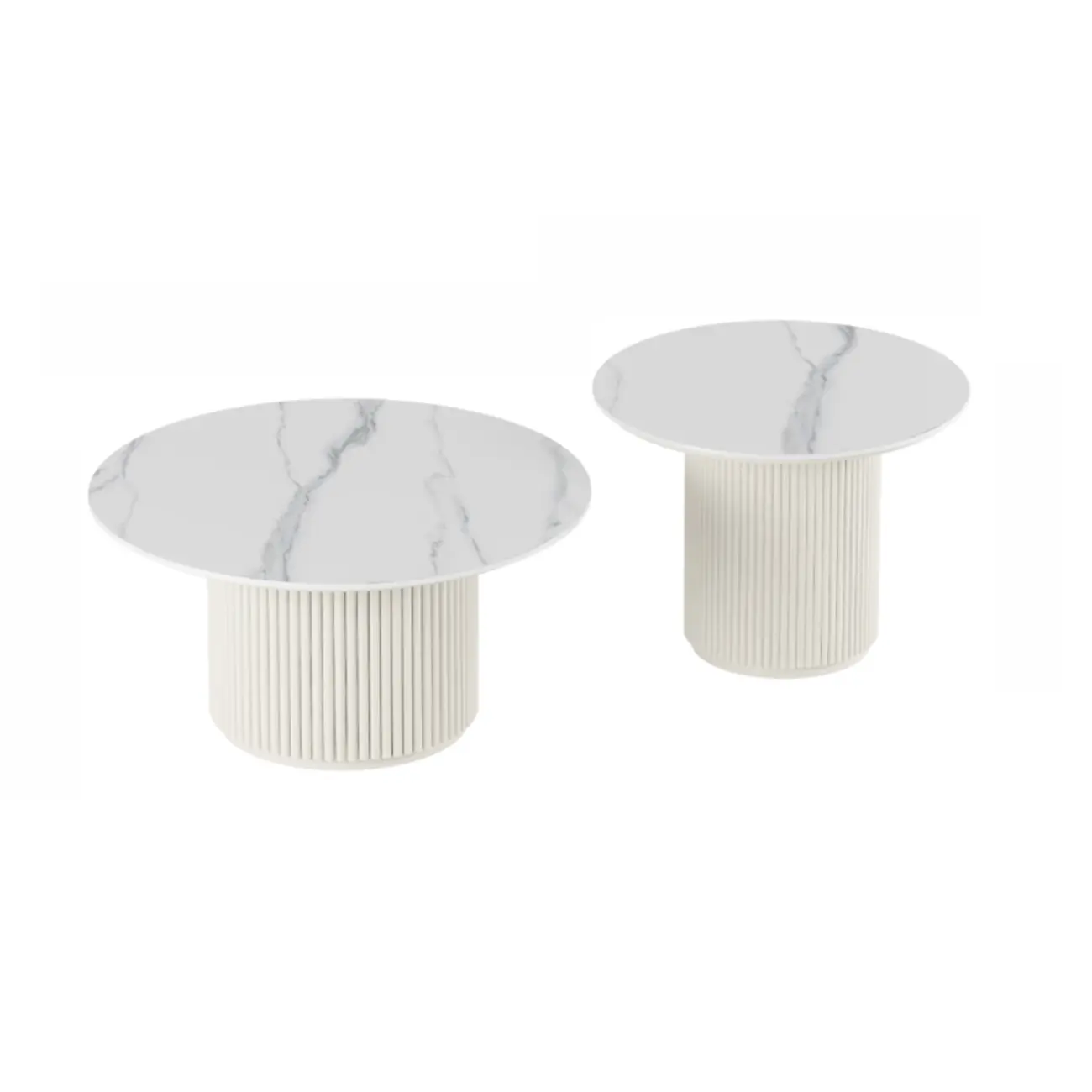 Modern White Nesting Coffee Table Set in Round Design Image - 5 | homeyfad