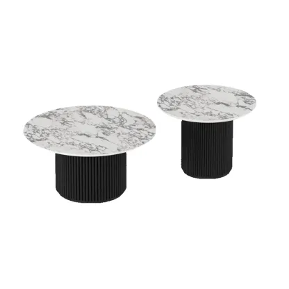 Modern White Nesting Coffee Table Set in Round Design Image - 6