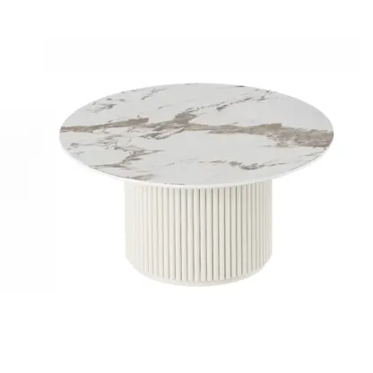 Modern White Nesting Coffee Table Set in Round Design Image - 7