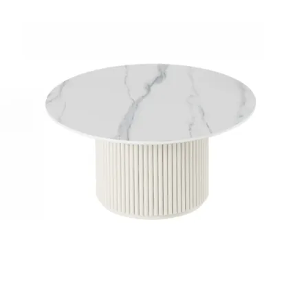 Modern White Nesting Coffee Table Set in Round Design Image - 10