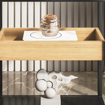 3-Tier Black Metal Frame Glass Top Side Table with Storage Image - 8