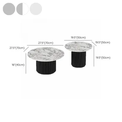 Modern White Nesting Coffee Table Set in Round Design #size