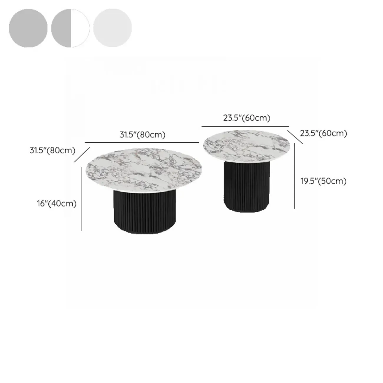 Modern White Nesting Coffee Table Set in Round Design Image - 21