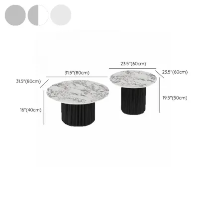 Modern White Nesting Coffee Table Set in Round Design Image - 21
