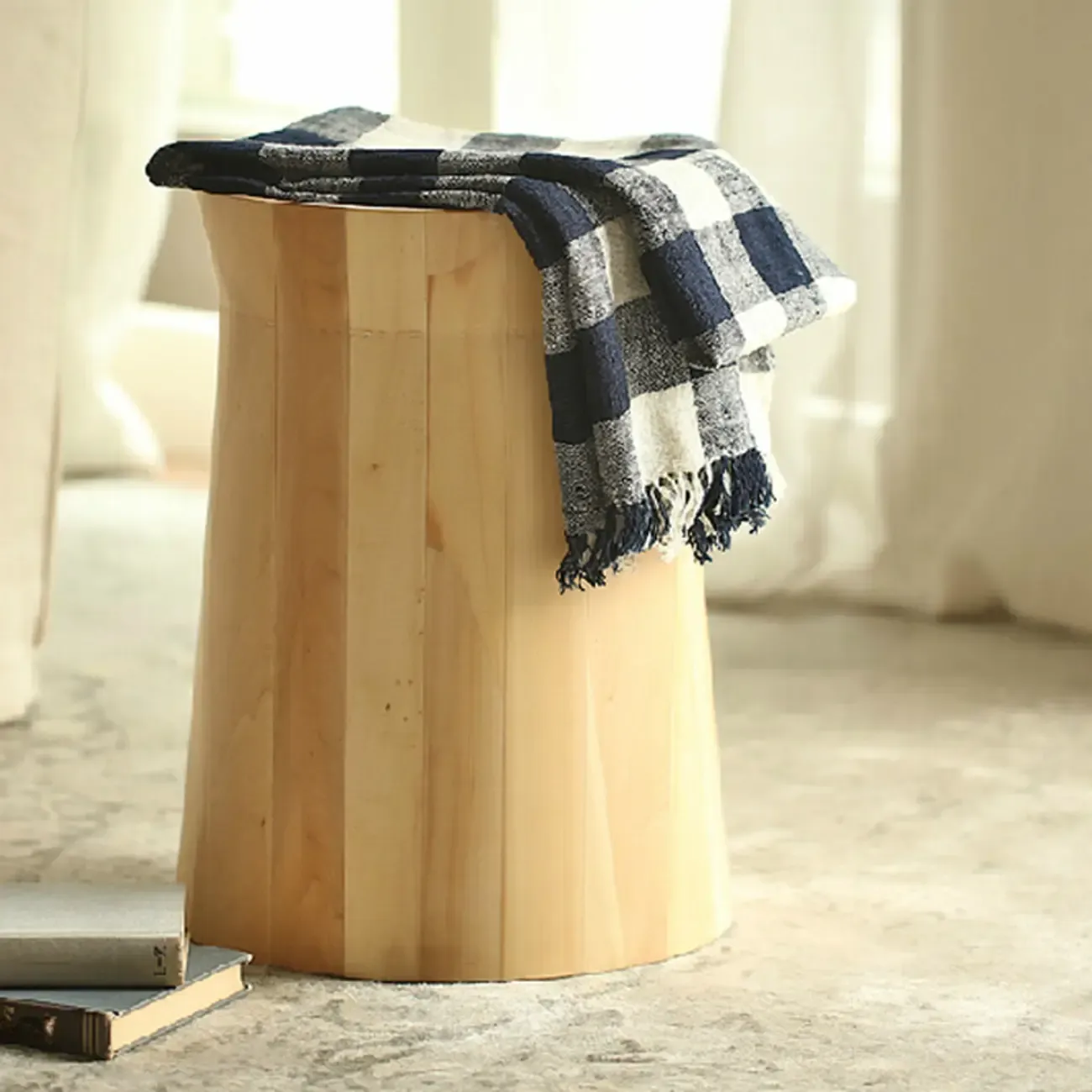 Natural Wood Small Round End Table for Living Room | HomeyFad