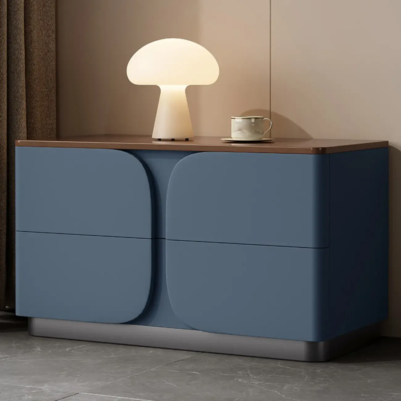 Modern Wooden Bedside Cabinet with Dual Drawers in Cream Image - 5