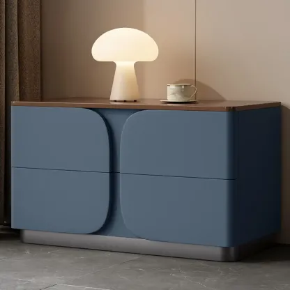 Modern Wooden Bedside Cabinet with Dual Drawers in Cream Image - 5