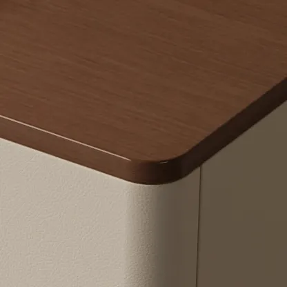 Modern Wooden Bedside Cabinet with Dual Drawers in Cream Image - 6