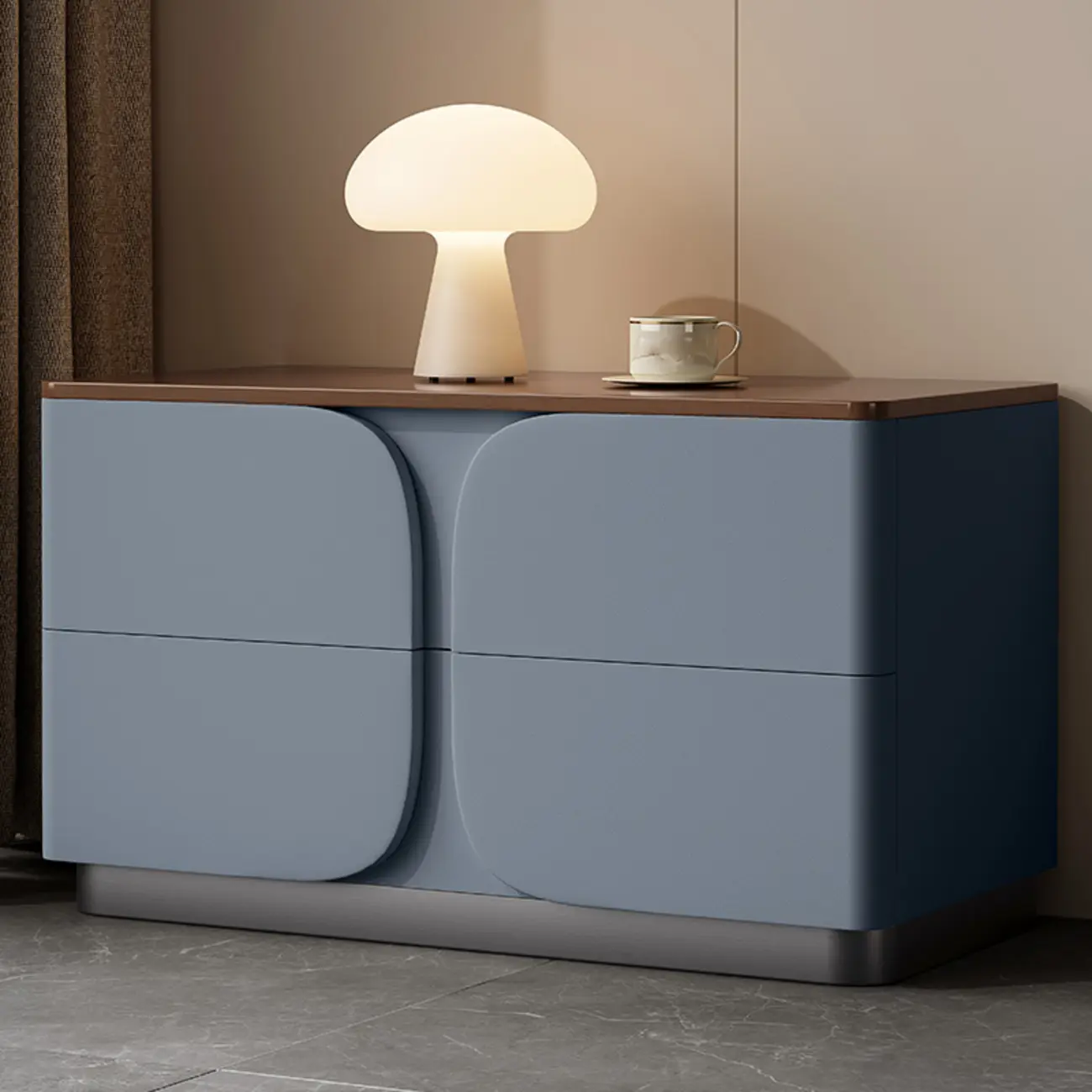 Modern Wooden Bedside Cabinet with Dual Drawers in Cream Image - 7 | homeyfad