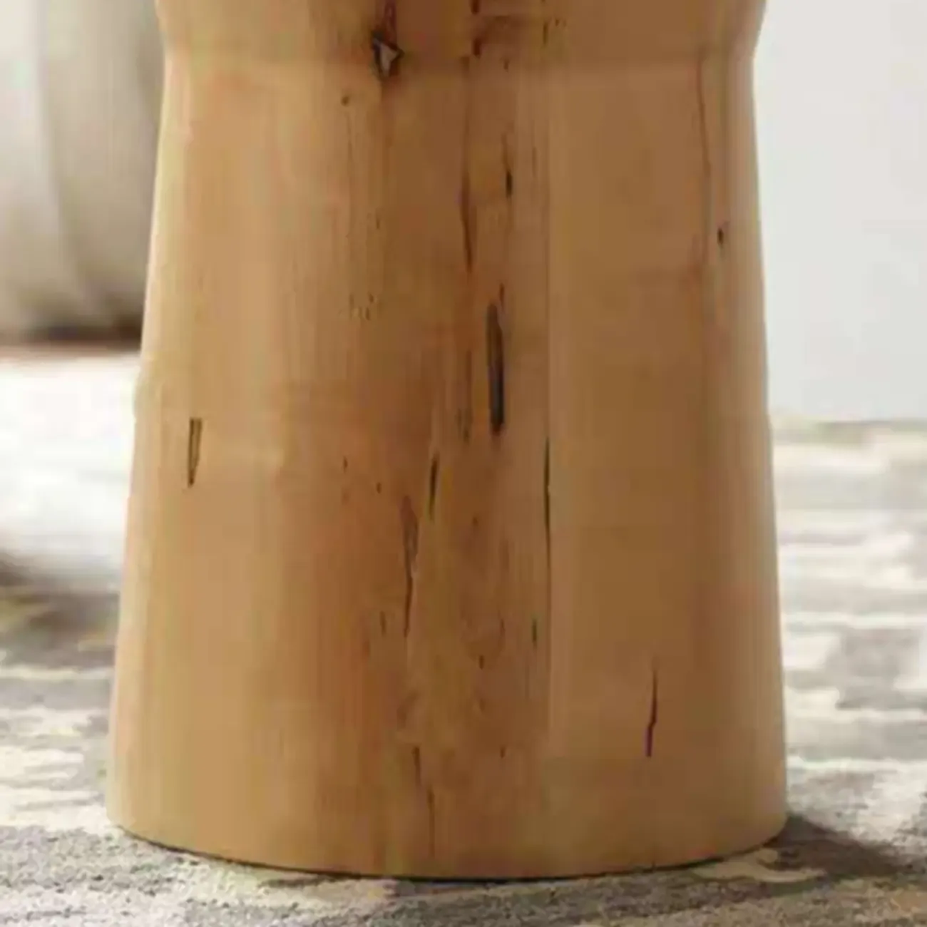 Natural Wood Small Round End Table for Living Room Image - 6