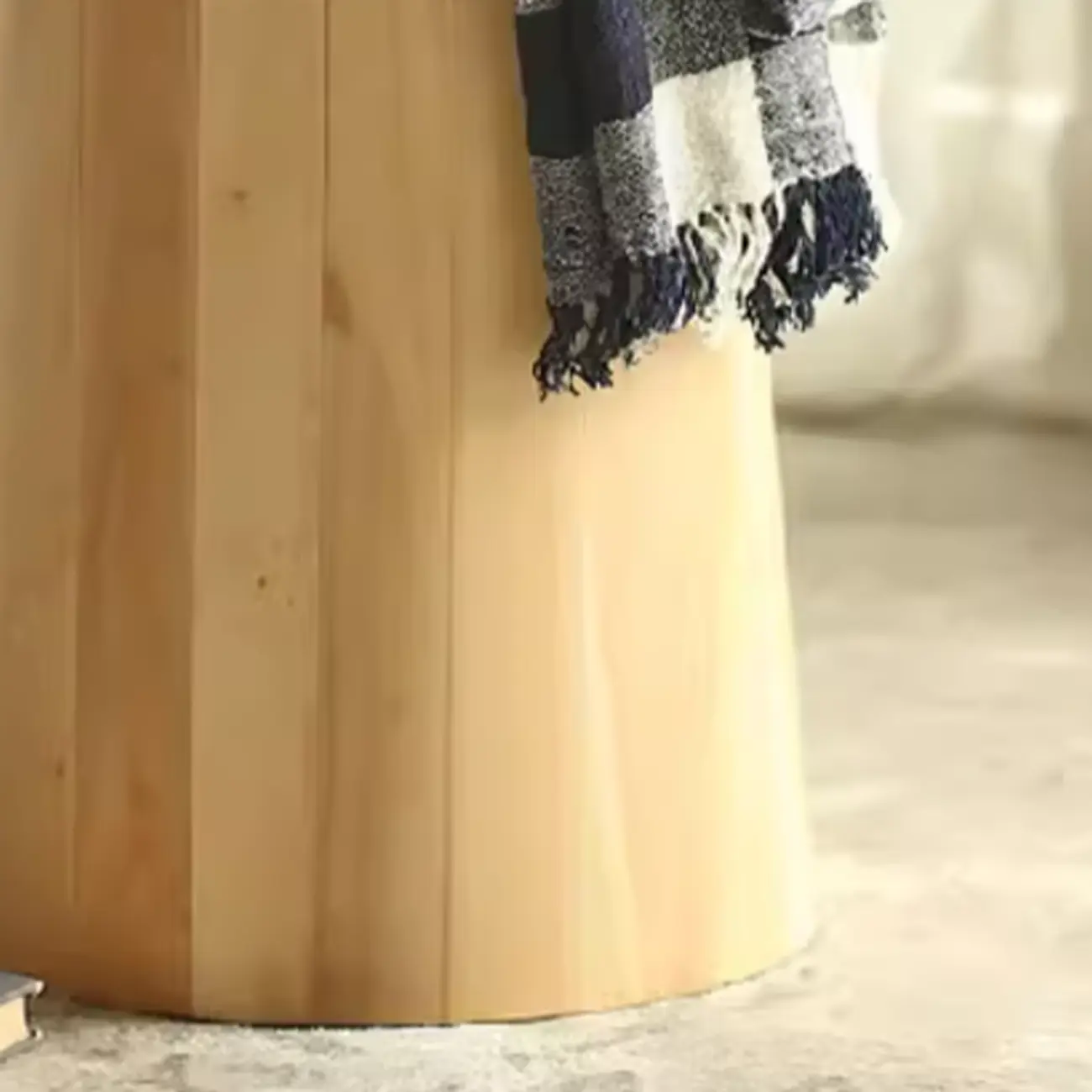 Natural Wood Small Round End Table for Living Room Image - 7 | homeyfad