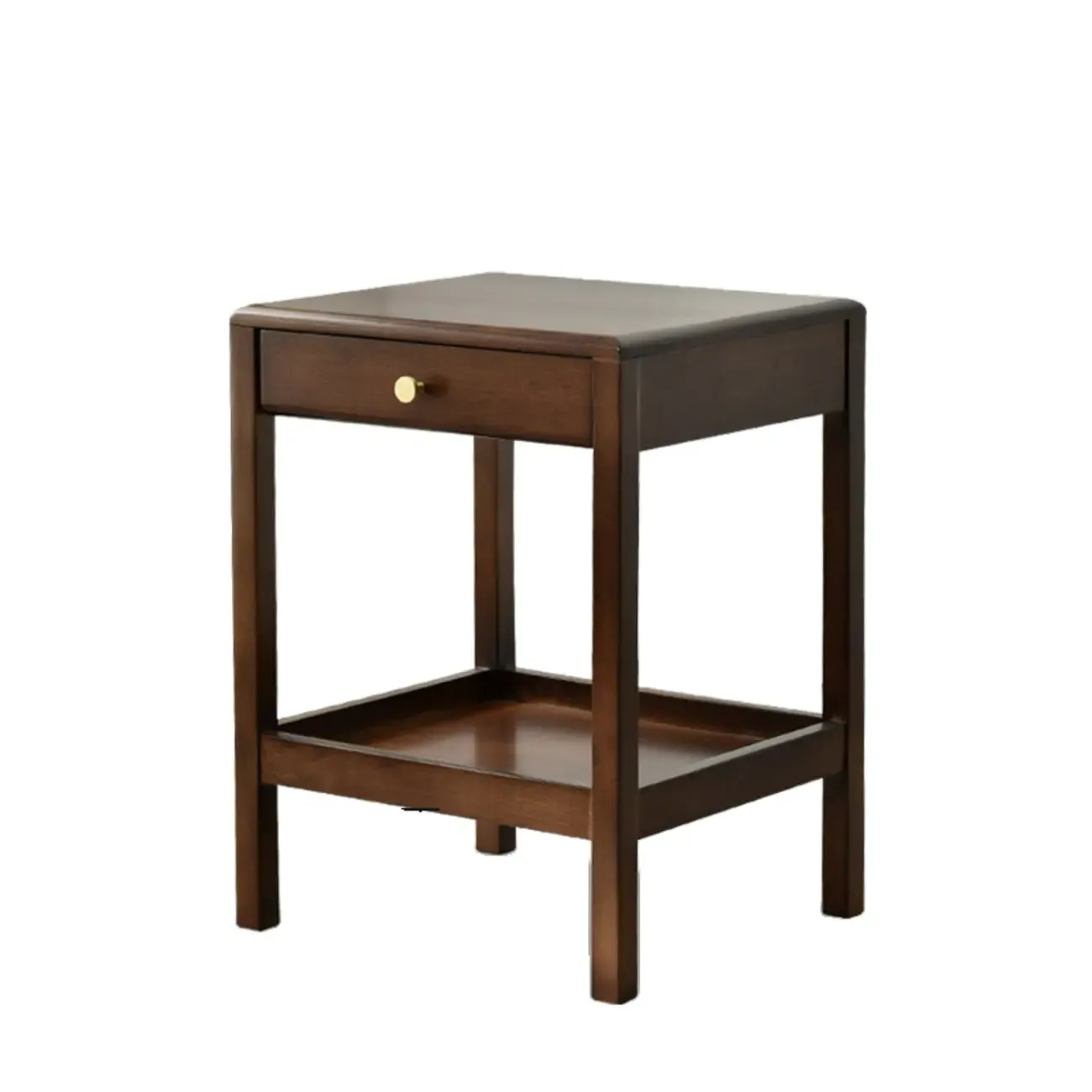 Modern Brown Wood End Table with Storage for Living Room Image - 5