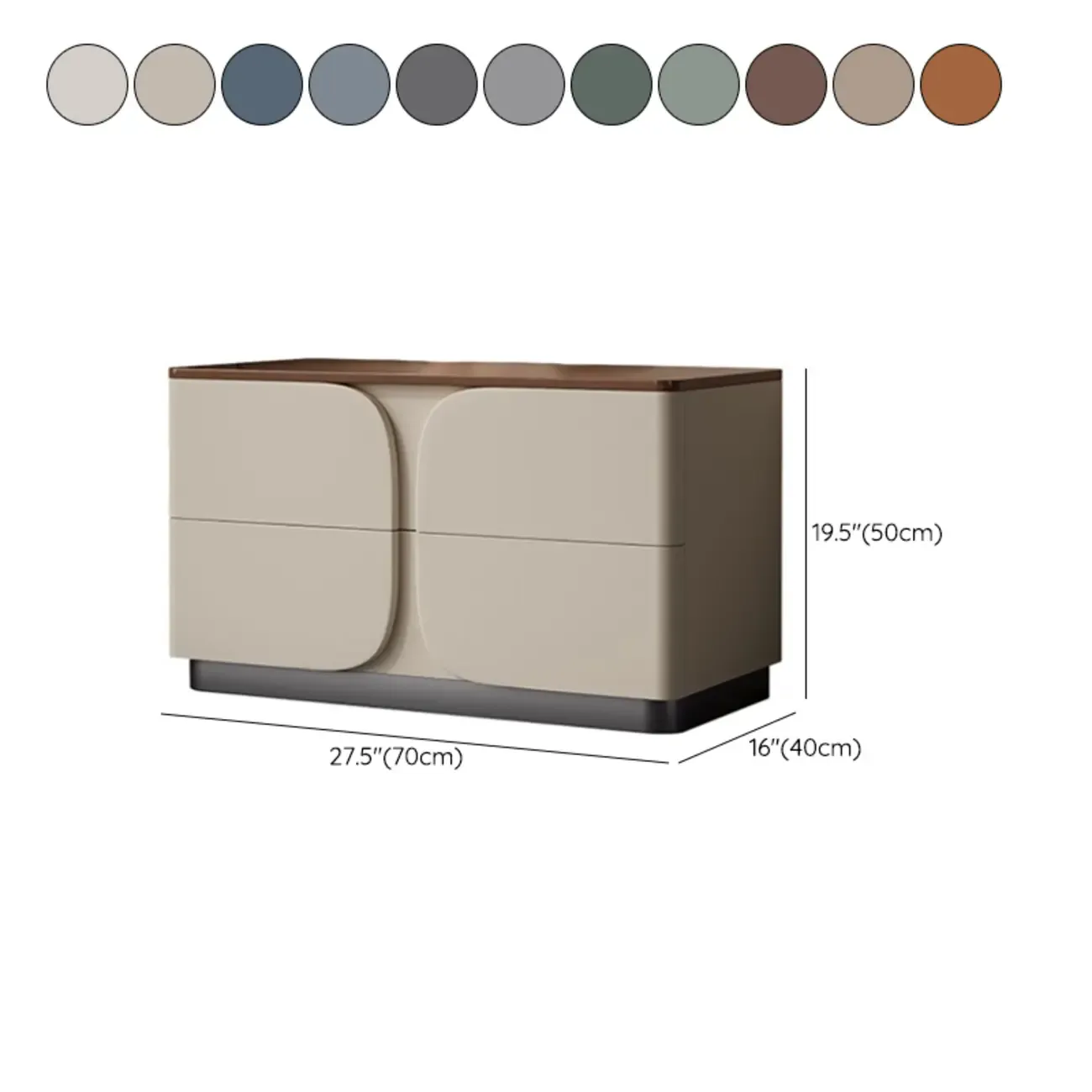 Modern Wooden Bedside Cabinet with Dual Drawers in Cream Image - 18