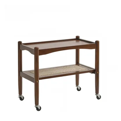 Modern Brown Wood End Table with Storage for Living Room Image - 9