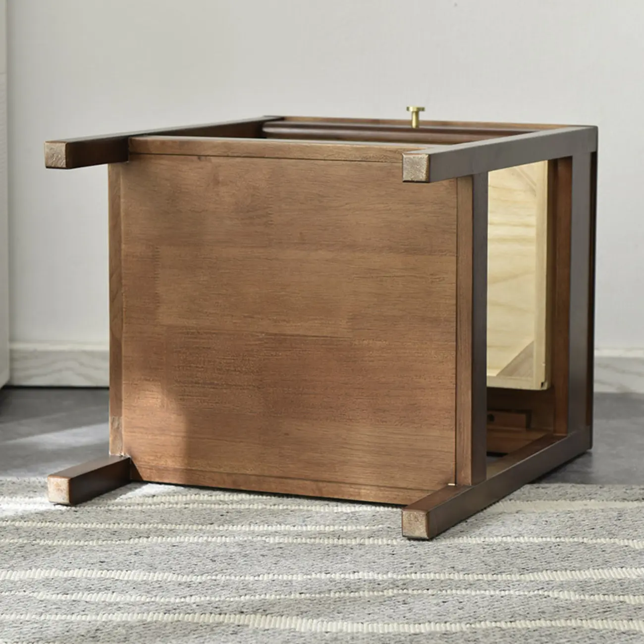 Modern Brown Wood End Table with Storage for Living Room Image - 10 | homeyfad