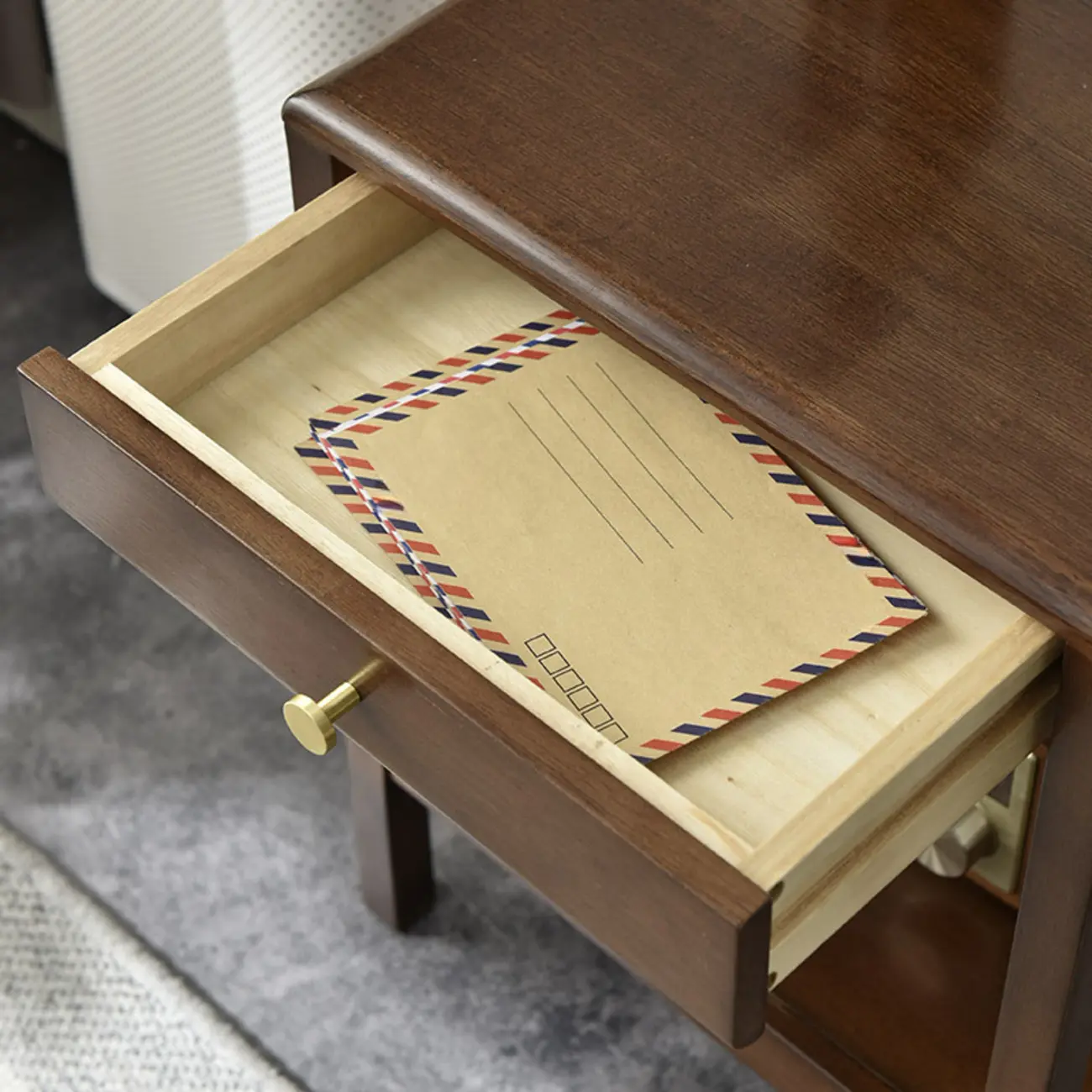 Modern Brown Wood End Table with Storage for Living Room Image - 12 | homeyfad