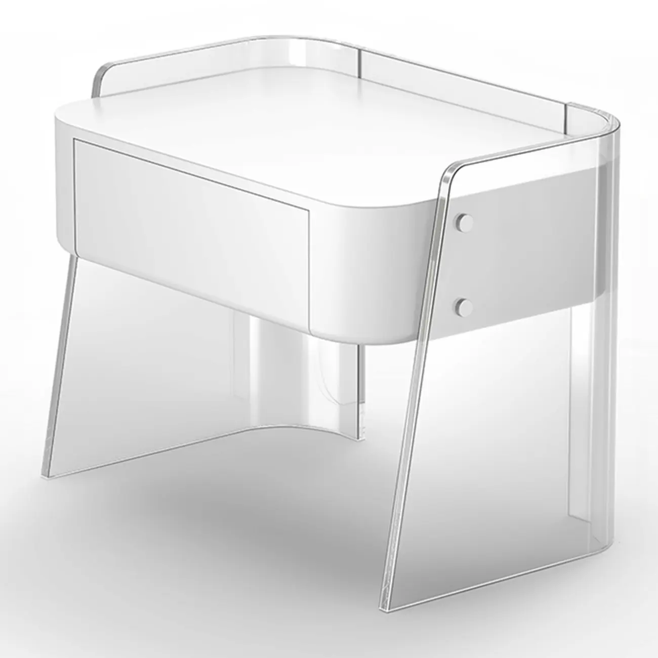 Modern Design White Plastic Bedside Table with Storage Drawer Image - 2 | homeyfad