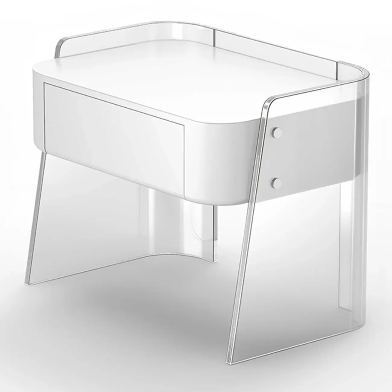 Modern Design White Plastic Bedside Table with Storage Drawer Image - 2