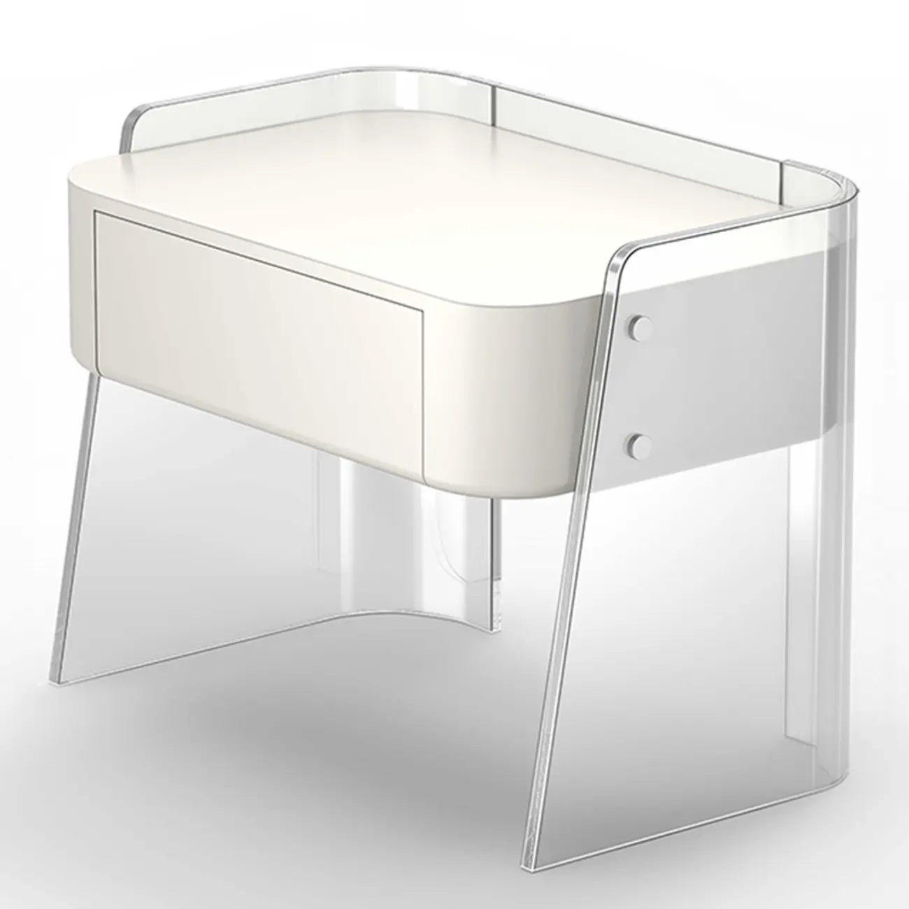 Modern Design White Plastic Bedside Table with Storage Drawer Image - 6 | homeyfad
