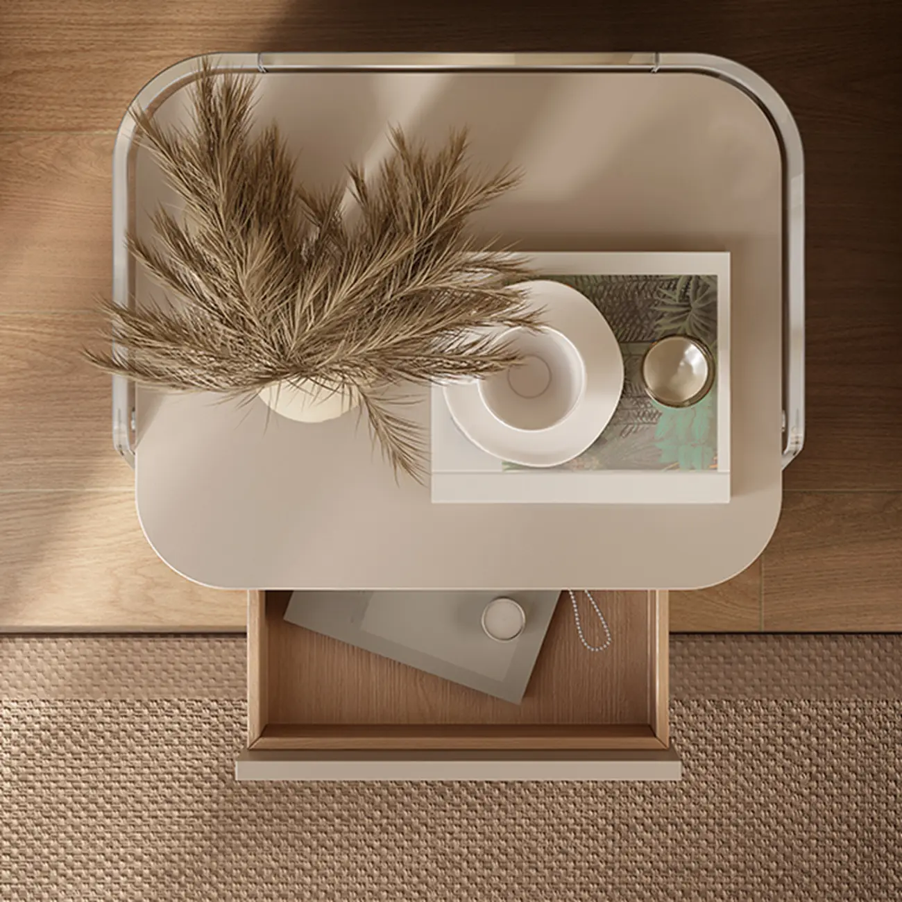 Modern Design White Plastic Bedside Table with Storage Drawer Image - 8 | homeyfad