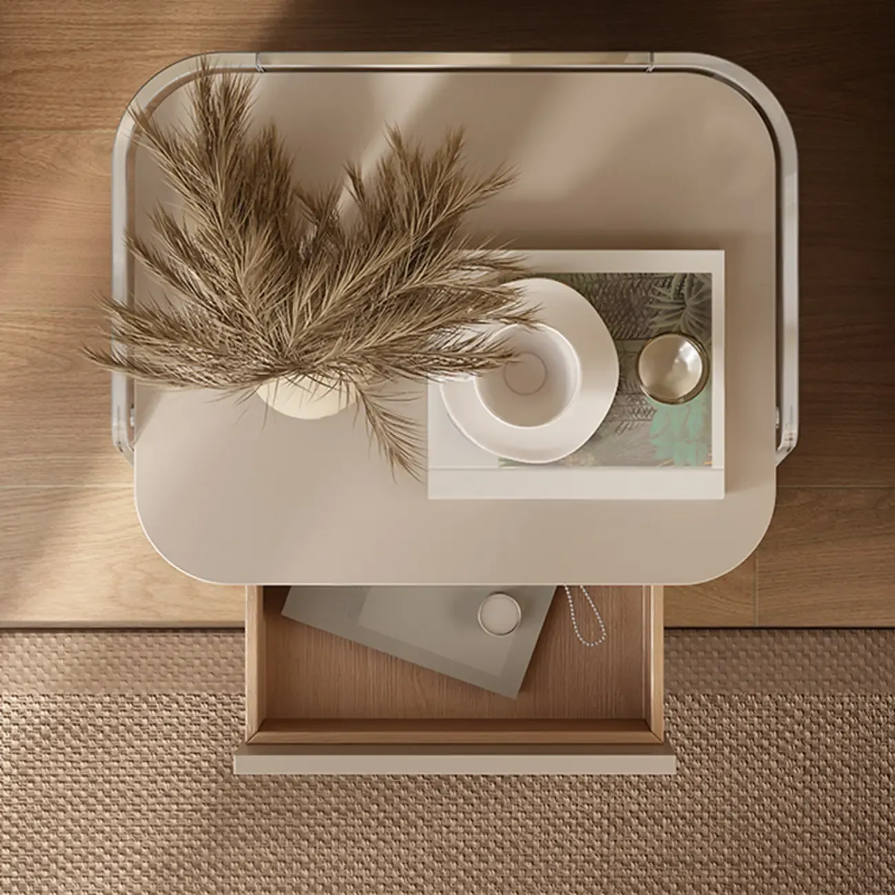 Modern Design White Plastic Bedside Table with Storage Drawer Image - 8