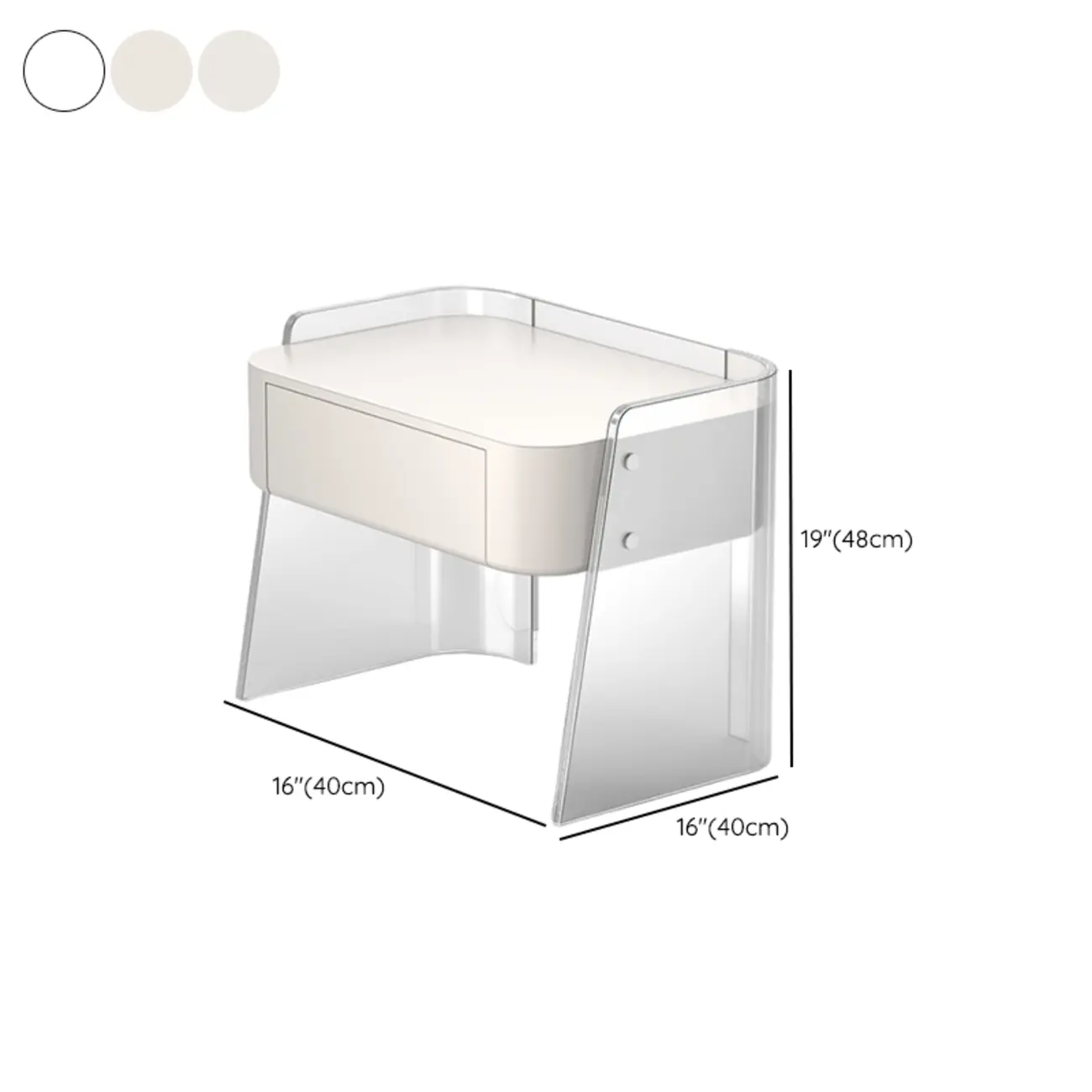 Modern Design White Plastic Bedside Table with Storage Drawer #size | homeyfad