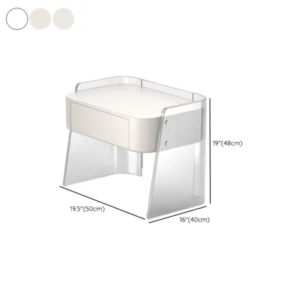 Modern Design White Plastic Bedside Table with Storage Drawer Image - 11