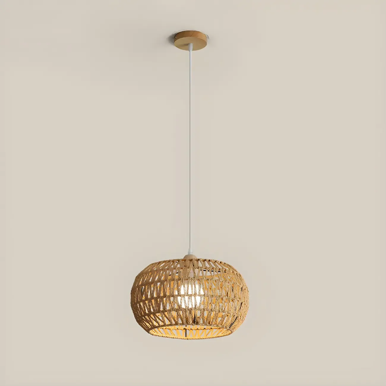 Natural Brown Rattan Pendant Lantern for Modern Dining Decor Image - 2