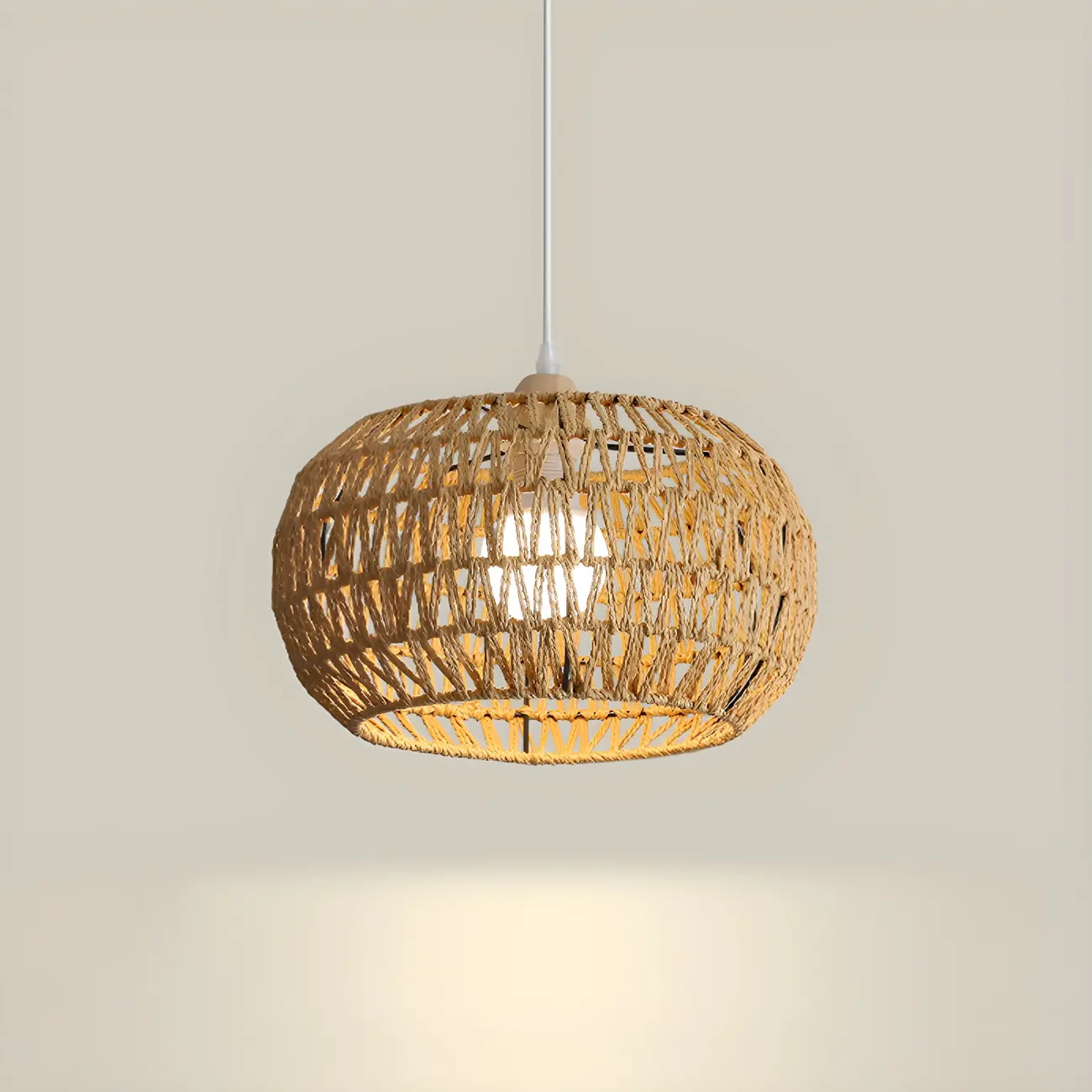 Natural Brown Rattan Pendant Lantern for Modern Dining Decor Image - 8 | homeyfad