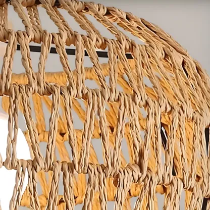 Natural Brown Rattan Pendant Lantern for Modern Dining Decor Image - 11