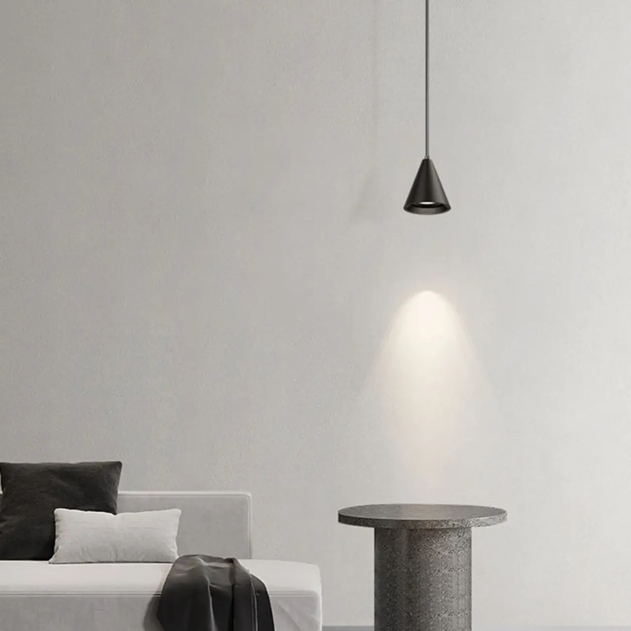 Modern Black and White Metal Cone Pendant Light with Long Cord Image - 3 | homeyfad