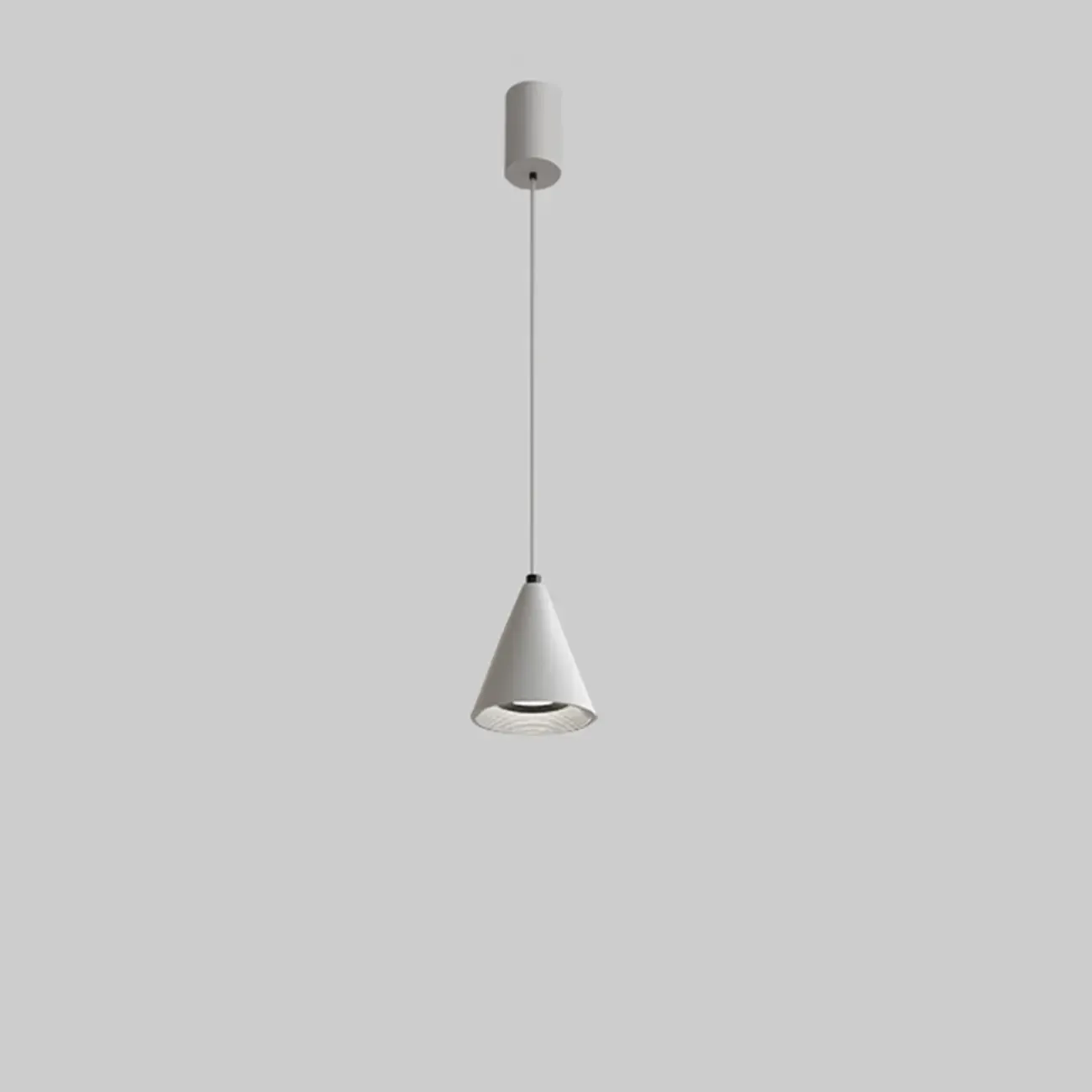 Modern Black and White Metal Cone Pendant Light with Long Cord Image - 7