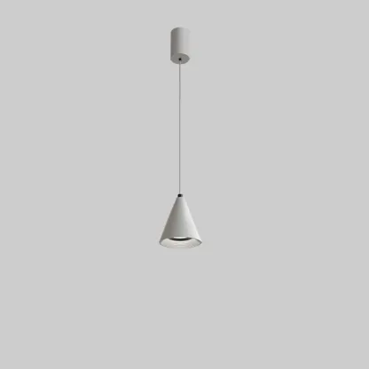 Modern Black and White Metal Cone Pendant Light with Long Cord Image - 7