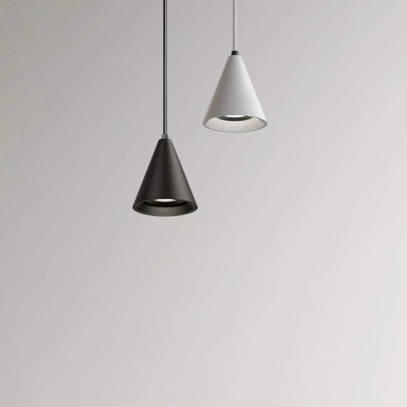 Modern Black and White Metal Cone Pendant Light with Long Cord Image - 8 | homeyfad