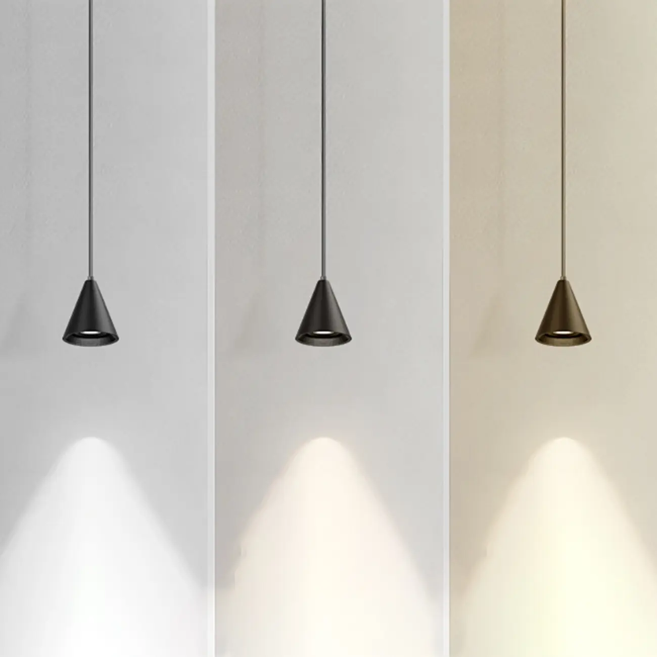 Modern Black and White Metal Cone Pendant Light with Long Cord Image - 9 | homeyfad