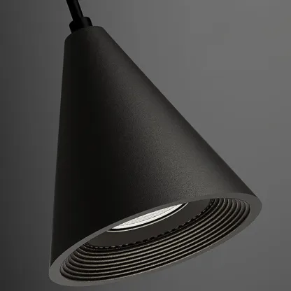 Modern Black and White Metal Cone Pendant Light with Long Cord Image - 12