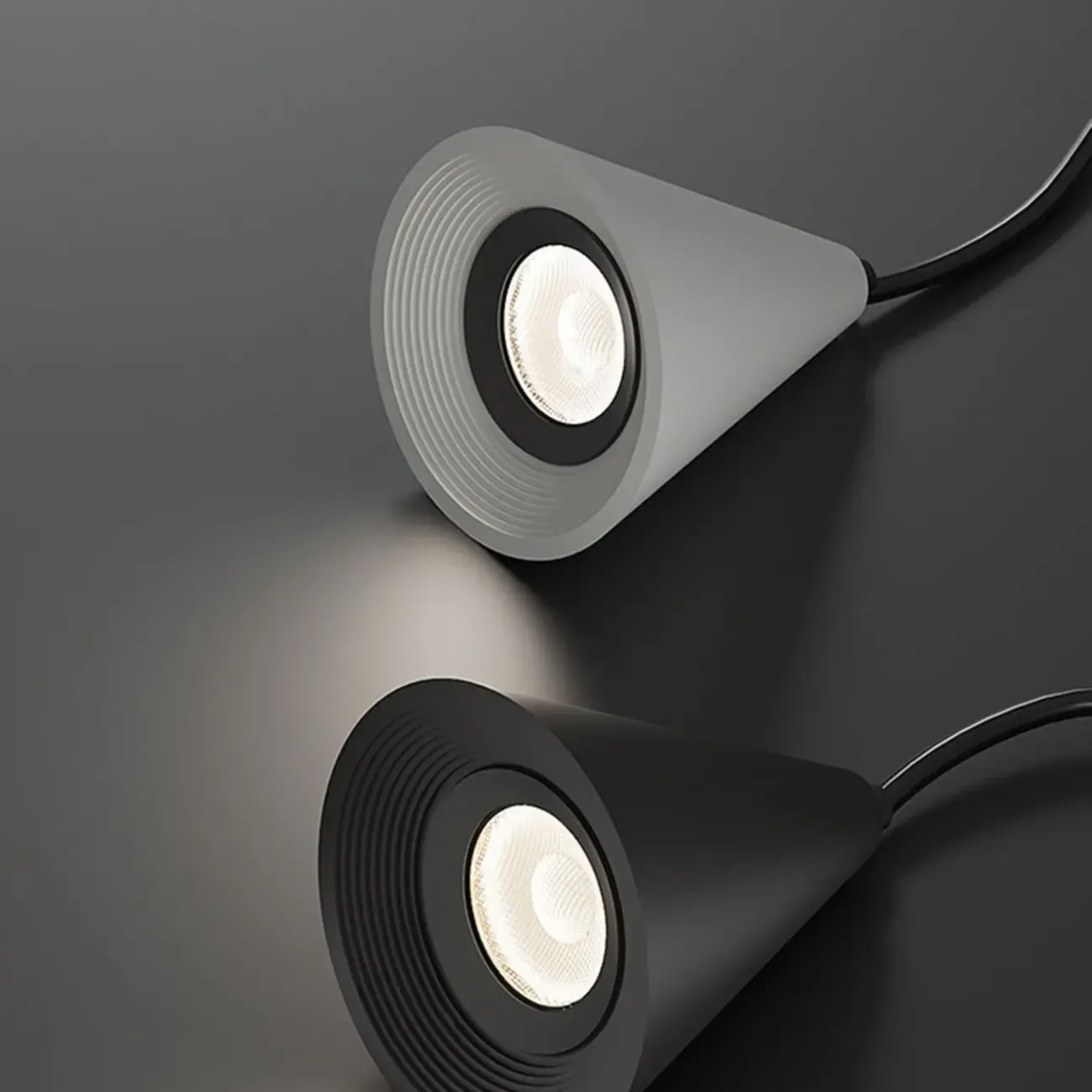 Modern Black and White Metal Cone Pendant Light with Long Cord Image - 13