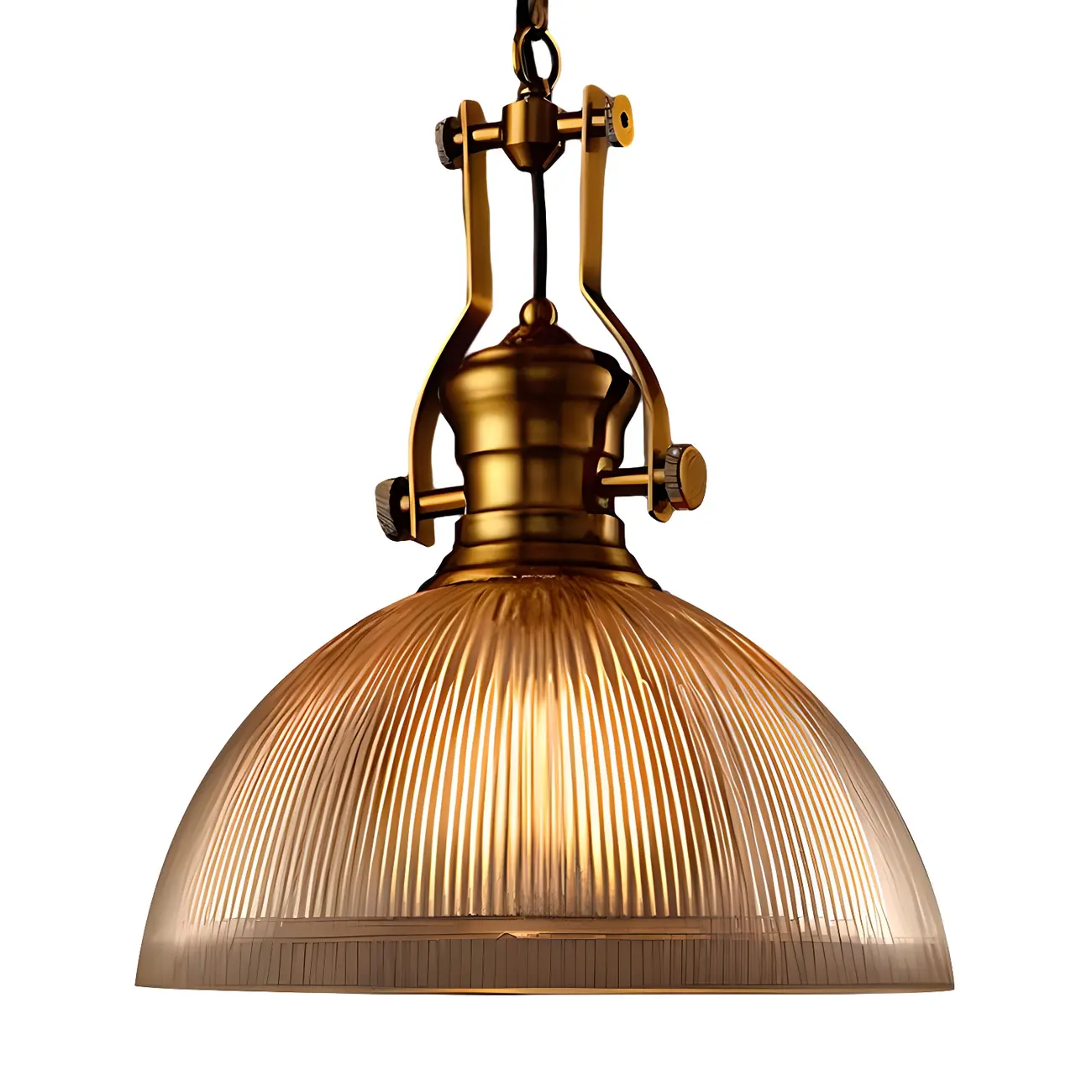 Industrial Amber Stripe Glass Dome Pendant Lamp for Indoor Use Image - 2 | homeyfad