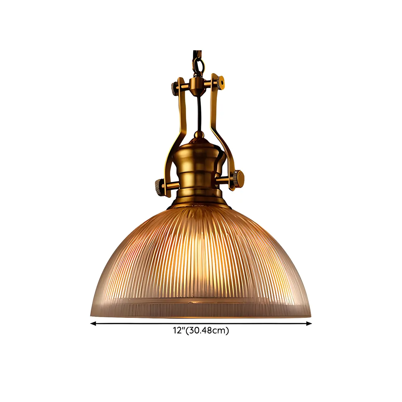Industrial Amber Stripe Glass Dome Pendant Lamp for Indoor Use #size | homeyfad