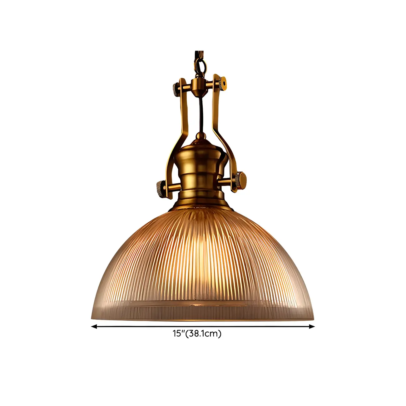 Industrial Amber Stripe Glass Dome Pendant Lamp for Indoor Use Image - 7 | homeyfad